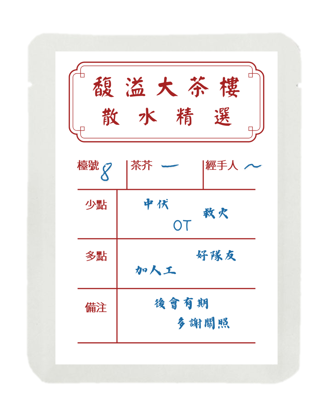 散水茶 (散水點心卡)